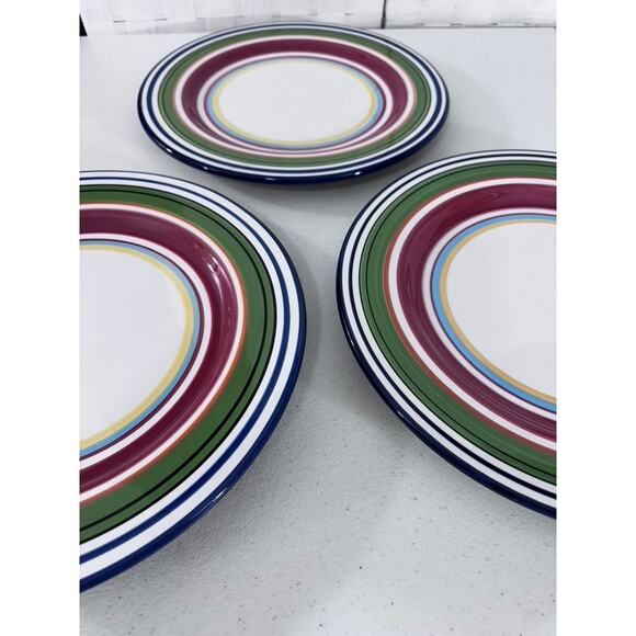 "Pottery Barn" Espadrille Stripes 3- Striped Plates SOLD SEPARATELY! 11" Approx. - Picture 6 of 7